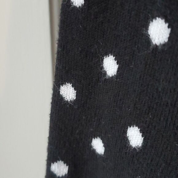 TALBOTS WOMAN BLACK WHITE POLKA DOT COTTON BLEND SWEATER PORTRAIT COLLAR SIZE X - Picture 9 of 12
